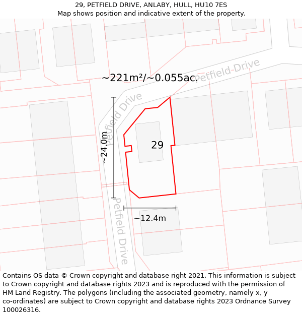 29, PETFIELD DRIVE, ANLABY, HULL, HU10 7ES: Plot and title map