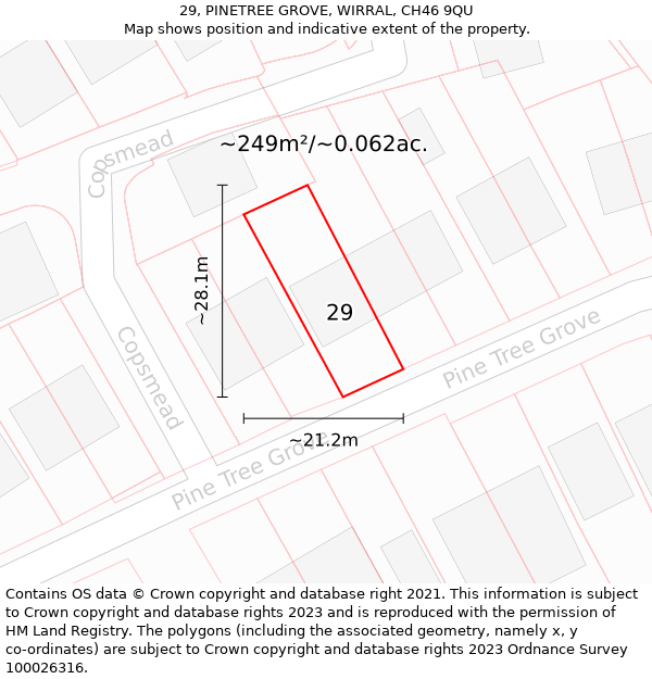 29, PINETREE GROVE, WIRRAL, CH46 9QU: Plot and title map