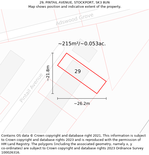 29, PINTAIL AVENUE, STOCKPORT, SK3 8UN: Plot and title map