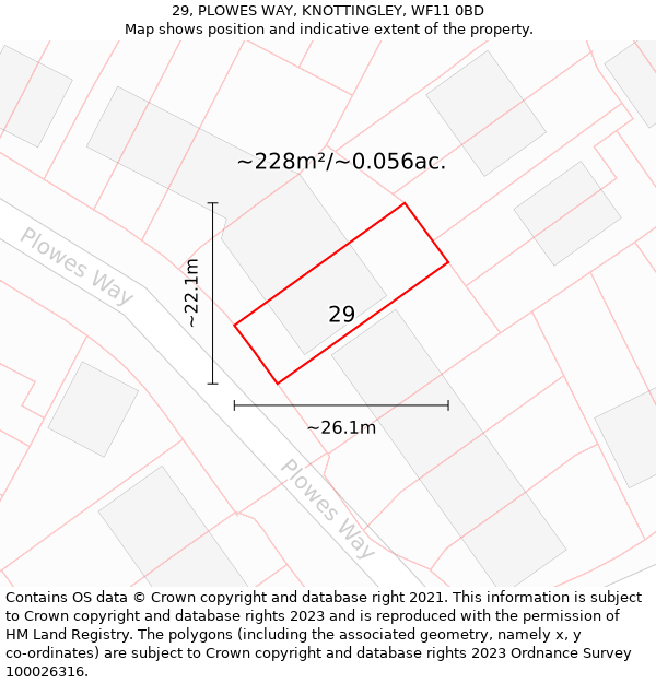 29, PLOWES WAY, KNOTTINGLEY, WF11 0BD: Plot and title map