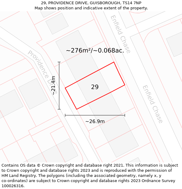 29, PROVIDENCE DRIVE, GUISBOROUGH, TS14 7NP: Plot and title map