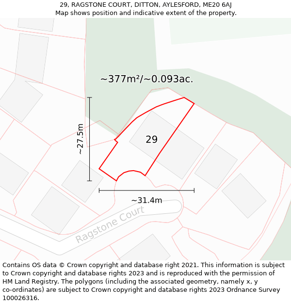 29, RAGSTONE COURT, DITTON, AYLESFORD, ME20 6AJ: Plot and title map