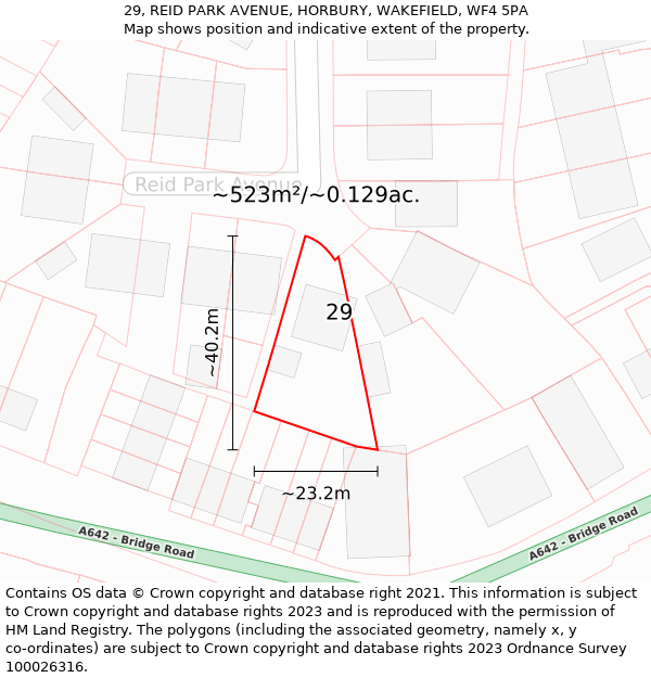 29, REID PARK AVENUE, HORBURY, WAKEFIELD, WF4 5PA: Plot and title map