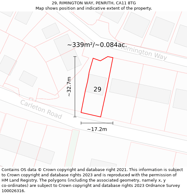 29, RIMINGTON WAY, PENRITH, CA11 8TG: Plot and title map