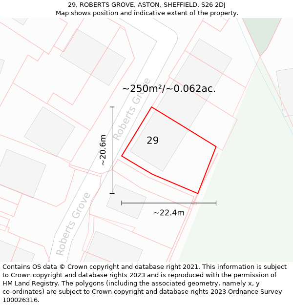 29, ROBERTS GROVE, ASTON, SHEFFIELD, S26 2DJ: Plot and title map