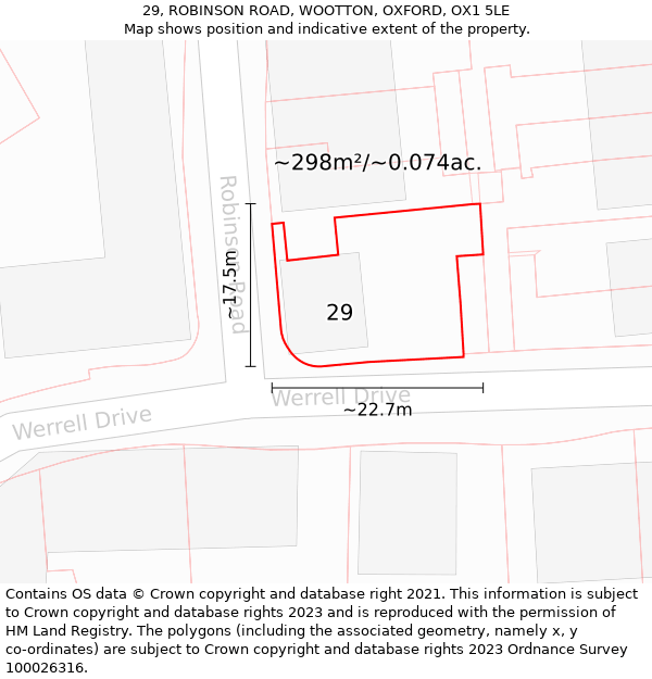 29, ROBINSON ROAD, WOOTTON, OXFORD, OX1 5LE: Plot and title map