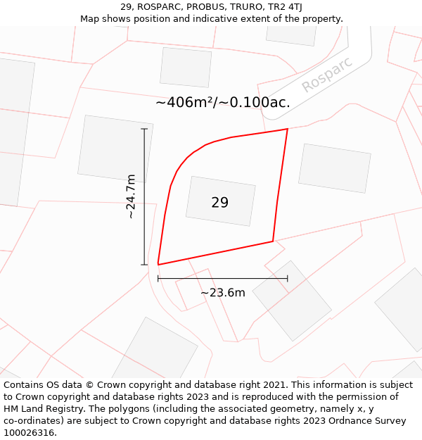 29, ROSPARC, PROBUS, TRURO, TR2 4TJ: Plot and title map