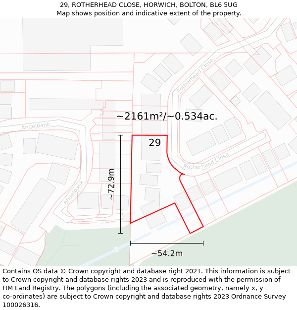 29, ROTHERHEAD CLOSE, HORWICH, BOLTON, BL6 5UG: Plot and title map