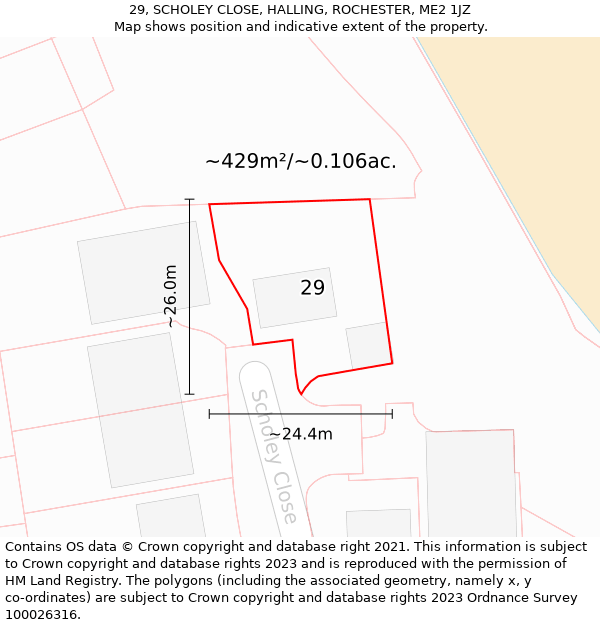 29, SCHOLEY CLOSE, HALLING, ROCHESTER, ME2 1JZ: Plot and title map