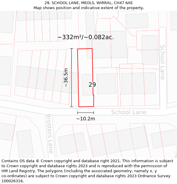 29, SCHOOL LANE, MEOLS, WIRRAL, CH47 6AE: Plot and title map