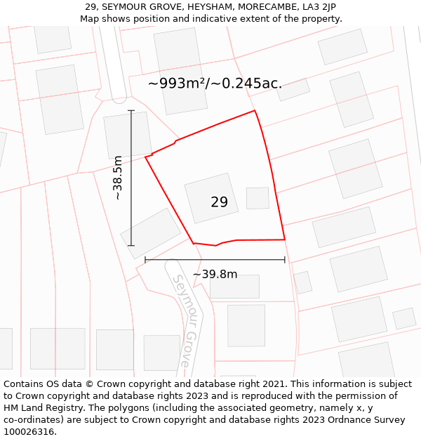 29, SEYMOUR GROVE, HEYSHAM, MORECAMBE, LA3 2JP: Plot and title map