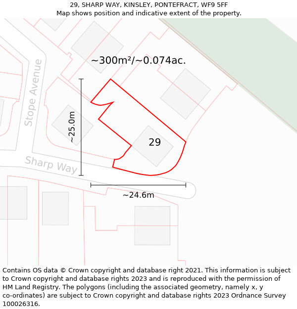 29, SHARP WAY, KINSLEY, PONTEFRACT, WF9 5FF: Plot and title map