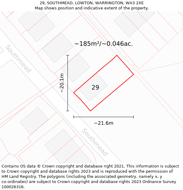 29, SOUTHMEAD, LOWTON, WARRINGTON, WA3 2XE: Plot and title map