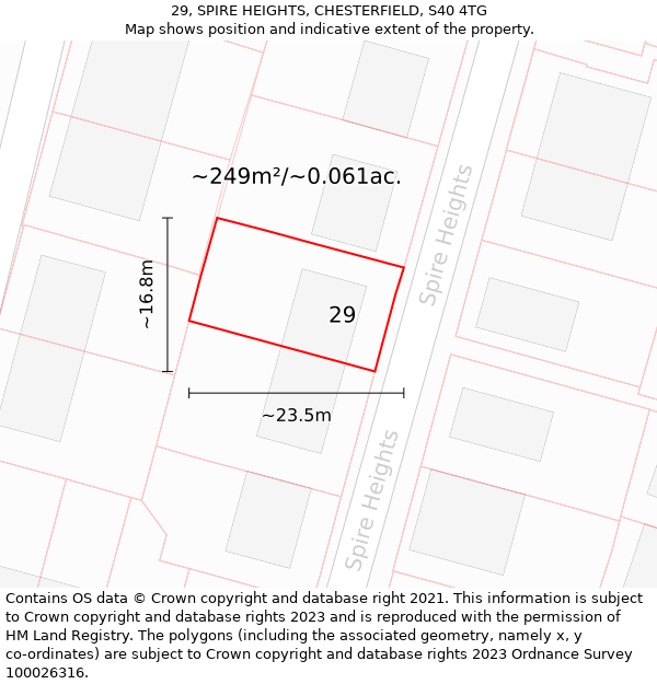 29, SPIRE HEIGHTS, CHESTERFIELD, S40 4TG: Plot and title map