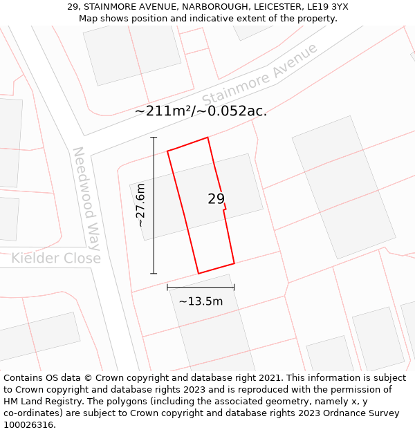 29, STAINMORE AVENUE, NARBOROUGH, LEICESTER, LE19 3YX: Plot and title map