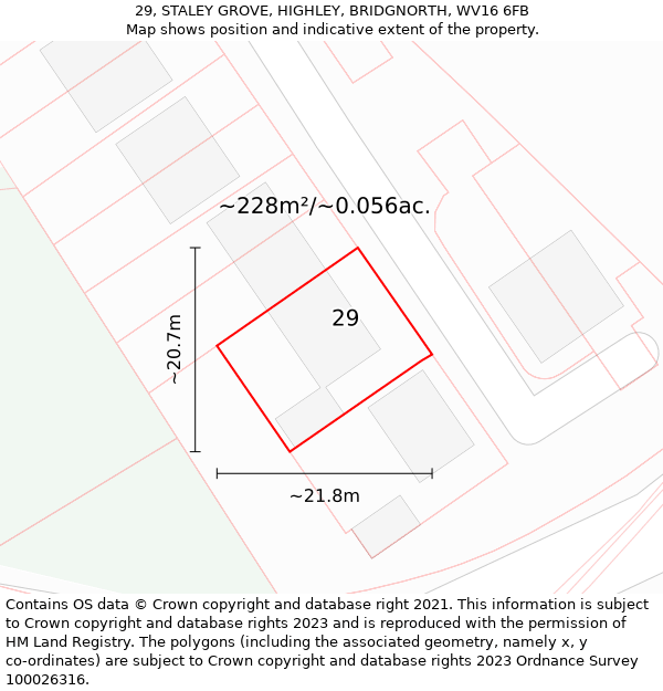 29, STALEY GROVE, HIGHLEY, BRIDGNORTH, WV16 6FB: Plot and title map