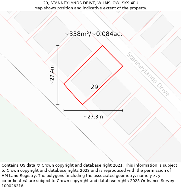 29, STANNEYLANDS DRIVE, WILMSLOW, SK9 4EU: Plot and title map