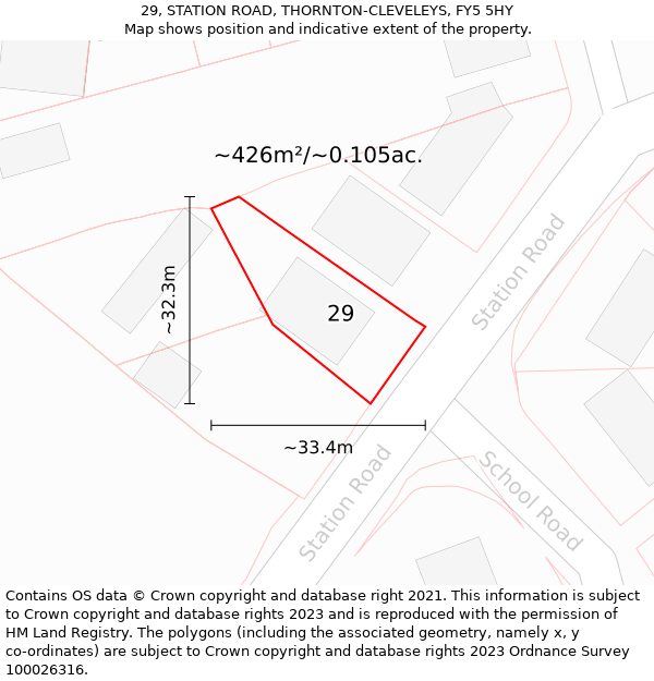 29, STATION ROAD, THORNTON-CLEVELEYS, FY5 5HY: Plot and title map