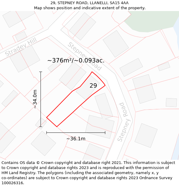 29, STEPNEY ROAD, LLANELLI, SA15 4AA: Plot and title map