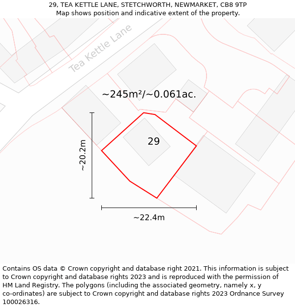 29, TEA KETTLE LANE, STETCHWORTH, NEWMARKET, CB8 9TP: Plot and title map