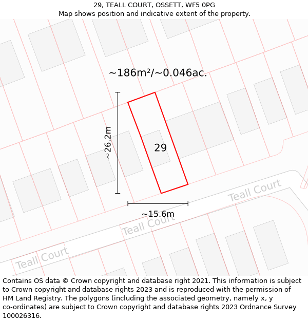 29, TEALL COURT, OSSETT, WF5 0PG: Plot and title map