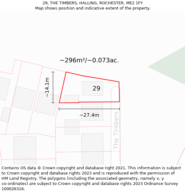 29, THE TIMBERS, HALLING, ROCHESTER, ME2 1FY: Plot and title map