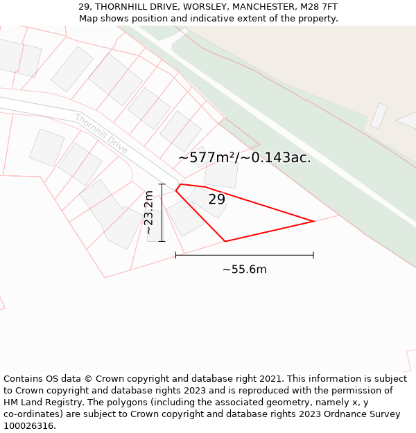 29, THORNHILL DRIVE, WORSLEY, MANCHESTER, M28 7FT: Plot and title map