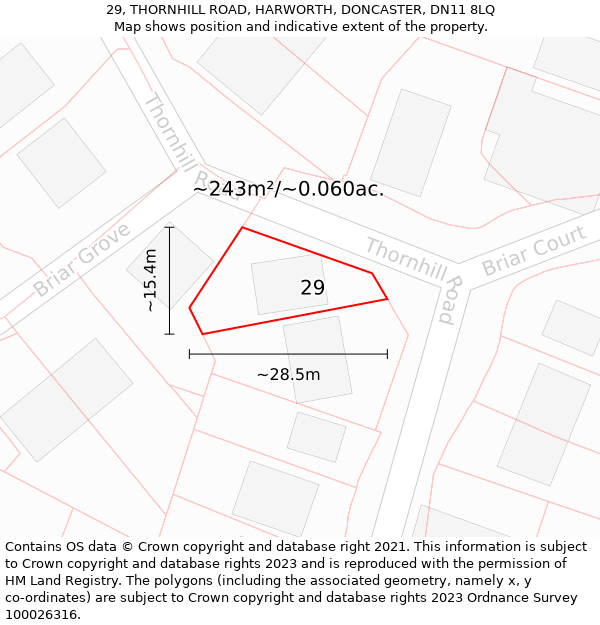 29, THORNHILL ROAD, HARWORTH, DONCASTER, DN11 8LQ: Plot and title map