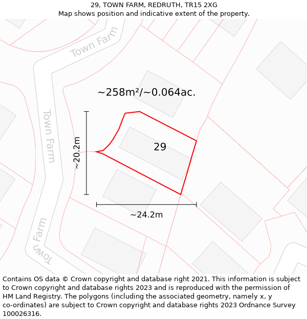 29, TOWN FARM, REDRUTH, TR15 2XG: Plot and title map