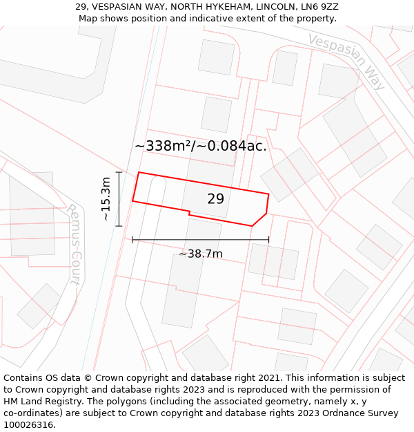 29, VESPASIAN WAY, NORTH HYKEHAM, LINCOLN, LN6 9ZZ: Plot and title map