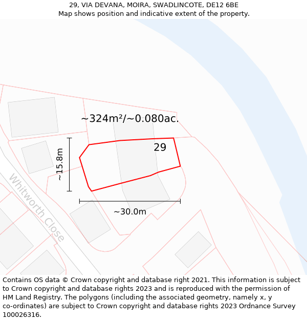 29, VIA DEVANA, MOIRA, SWADLINCOTE, DE12 6BE: Plot and title map