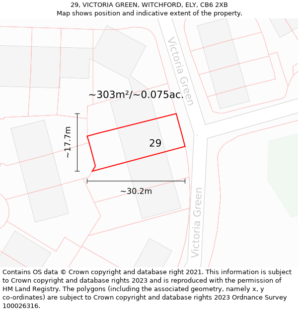 29, VICTORIA GREEN, WITCHFORD, ELY, CB6 2XB: Plot and title map