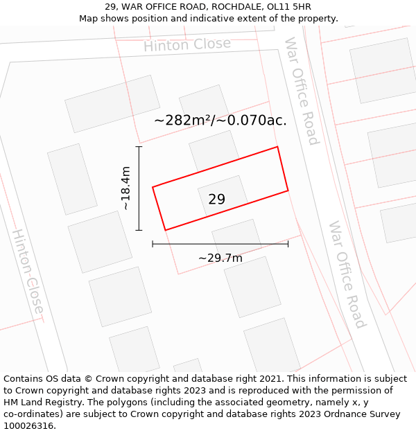 29, WAR OFFICE ROAD, ROCHDALE, OL11 5HR: Plot and title map