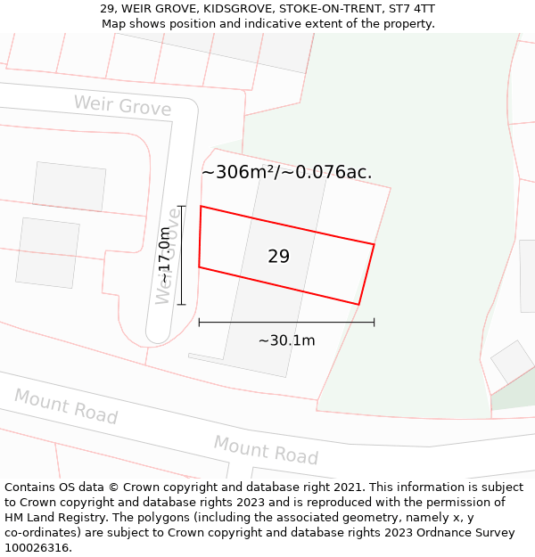 29, WEIR GROVE, KIDSGROVE, STOKE-ON-TRENT, ST7 4TT: Plot and title map