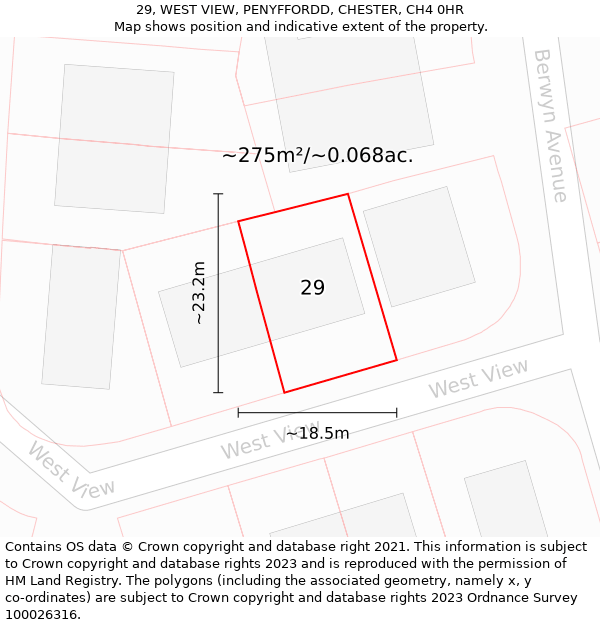 29, WEST VIEW, PENYFFORDD, CHESTER, CH4 0HR: Plot and title map