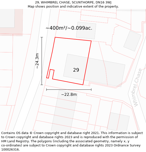 29, WHIMBREL CHASE, SCUNTHORPE, DN16 3WJ: Plot and title map