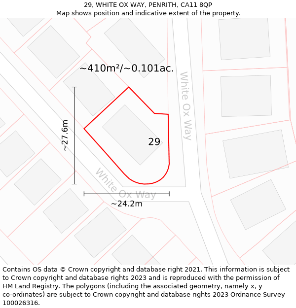 29, WHITE OX WAY, PENRITH, CA11 8QP: Plot and title map