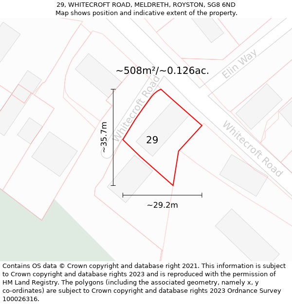 29, WHITECROFT ROAD, MELDRETH, ROYSTON, SG8 6ND: Plot and title map