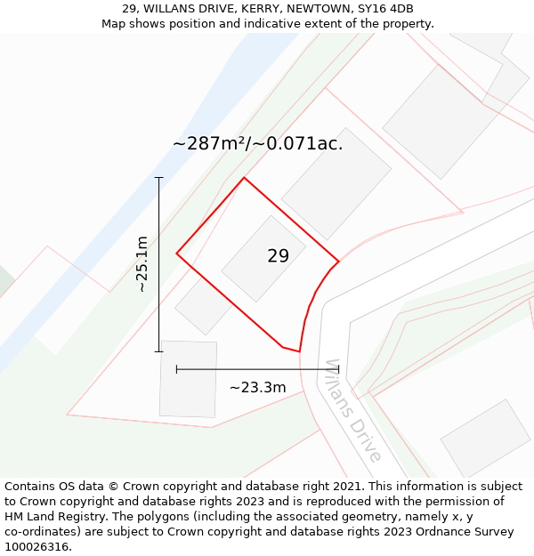 29, WILLANS DRIVE, KERRY, NEWTOWN, SY16 4DB: Plot and title map