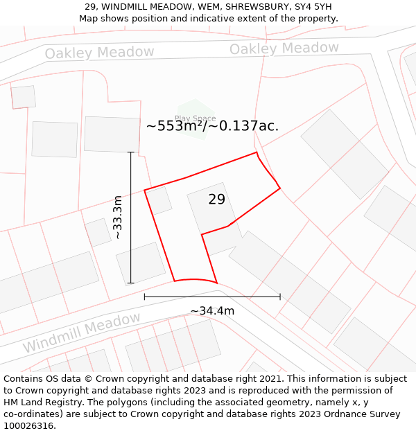 29, WINDMILL MEADOW, WEM, SHREWSBURY, SY4 5YH: Plot and title map