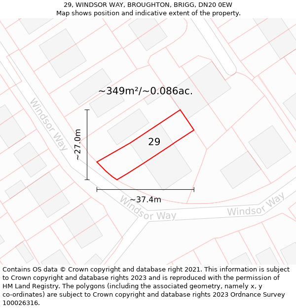 29, WINDSOR WAY, BROUGHTON, BRIGG, DN20 0EW: Plot and title map