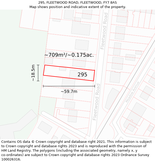 295, FLEETWOOD ROAD, FLEETWOOD, FY7 8AS: Plot and title map
