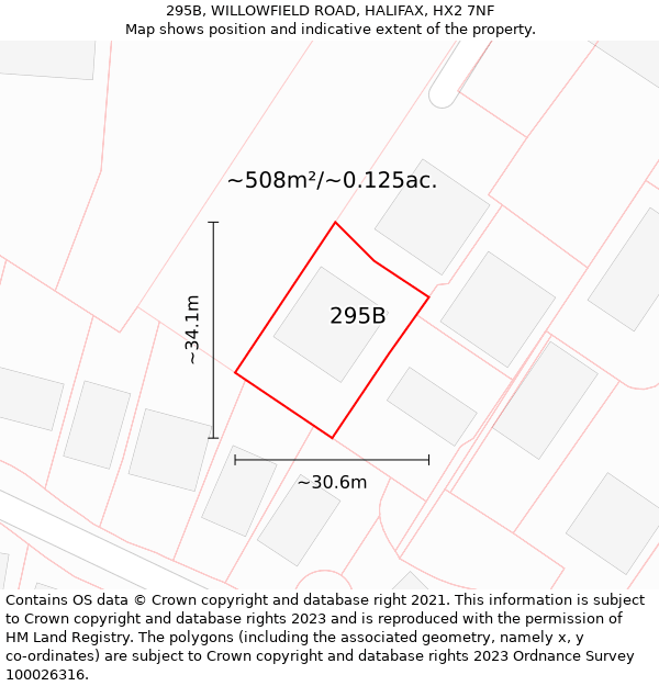 295B, WILLOWFIELD ROAD, HALIFAX, HX2 7NF: Plot and title map