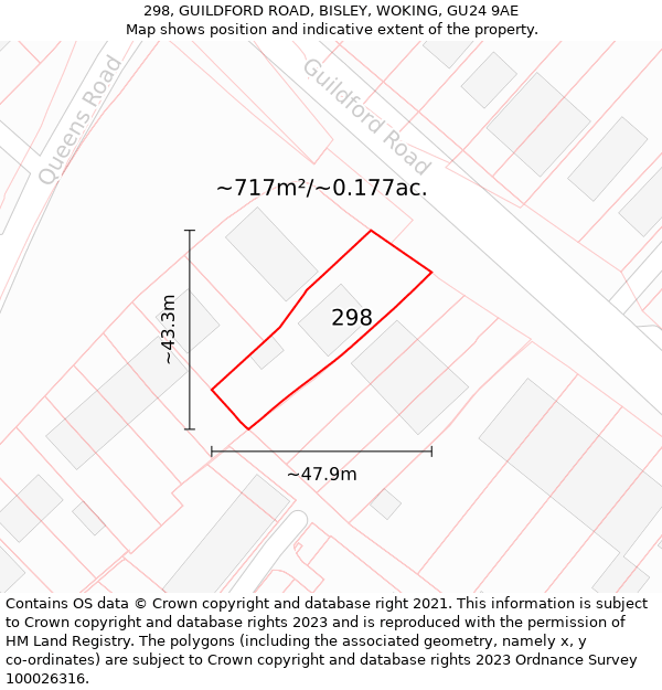 298, GUILDFORD ROAD, BISLEY, WOKING, GU24 9AE: Plot and title map