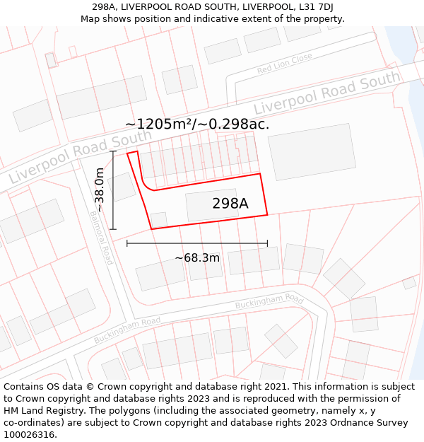 298A, LIVERPOOL ROAD SOUTH, LIVERPOOL, L31 7DJ: Plot and title map