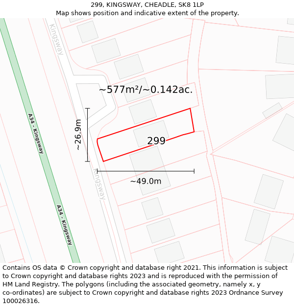 299, KINGSWAY, CHEADLE, SK8 1LP: Plot and title map