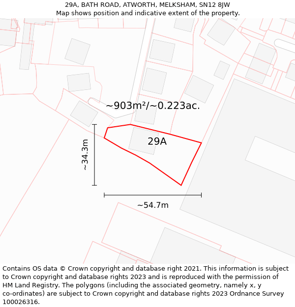 29A, BATH ROAD, ATWORTH, MELKSHAM, SN12 8JW: Plot and title map