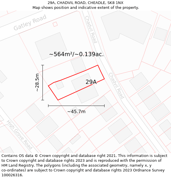 29A, CHADVIL ROAD, CHEADLE, SK8 1NX: Plot and title map