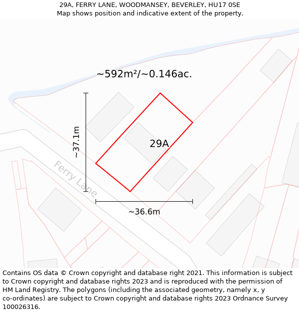 29A, FERRY LANE, WOODMANSEY, BEVERLEY, HU17 0SE: Plot and title map