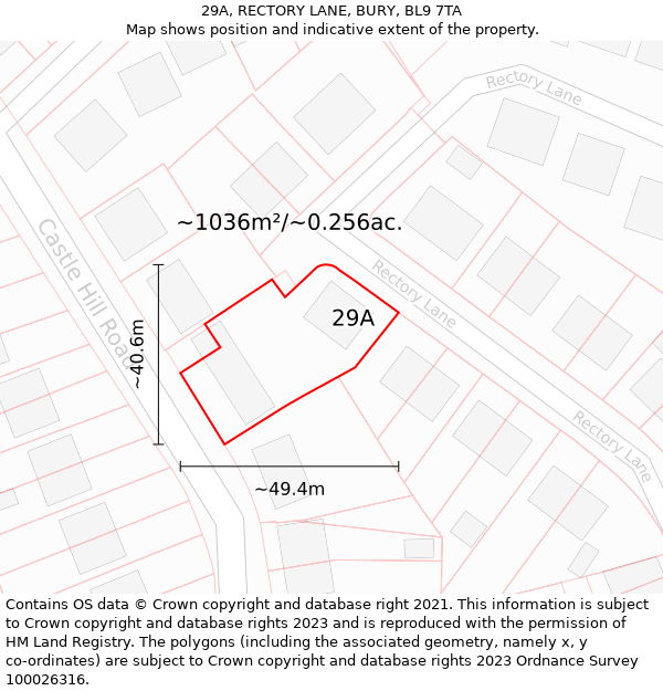 29A, RECTORY LANE, BURY, BL9 7TA: Plot and title map